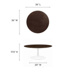 Modway - Lippa Rond de 36 po Bois Table basse - Noyer cerisier blanc-Placage en grain de bois et plateau de table en MDF