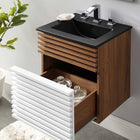 Modway - Render Fixation murale de 18" Vanette de salle de bain - Noyer blanc Noir-MDF et panneau de particules