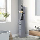 HOMCOM - Armoire de salle de bain étroite avec tiroir et étagères ouvertes - gris-Comprend 2 étagères ouvertes, 2 tiroirs inférieurs et une armoire   