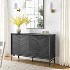 Modway - Harper Chevron Buffet - Noir-Base métallique revêtue en poudre