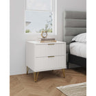 Manhattan Comfort - Table de nuit moderne DUMBO 20,07" à 2 tiroirs - Blanc-Comprend 2 tiroirs à extension totale conçus avec des lignes verticales texturées