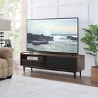 Manhattan Comfort - Ensemble de 4 : meuble TV, buffet, table basse et table d’appoint Duane style milieu du siècle, brun foncé et noir-Collection parfaite pour rehausser le style de votre maison dans tout salon, chambre, salle à manger et bureau à domicile