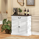 HOMCOM - Buffet 31,5 po L - armoire latérale - grain de bois blanc-Plateau solide de 1 po/2,5 cm et base sur piédestal supportant jusqu'à 117 lb/53 kg, avec kits anti-basculement pour plus de sécurité 
