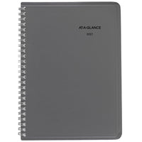 AT-A-GLANCE - Agenda hebdomadaire/mensuel traditionnel 2027 - 8 po H x 5 po l - gris - bilingue-12 mois avec onglet : janvier 2027 à décembre 2027