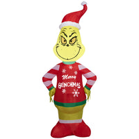 GEMMY - Grinch gonflable de Noël avec pull moche « Joyeux Grinchmas »-S'illumine grâce à une lumière LED brillante et économe en énergie