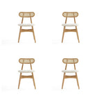 Manhattan Comfort - Lot de 4 chaises de salle à manger Colbert 44,5 cm style industriel chic, rembourrées, coloris Nature et Avoine-Chaise de salle à manger moderne style industriel chic en rotin parfaite pour la salle à manger lot de 4