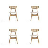 Manhattan Comfort - Lot de 4 chaises de salle à manger Colbert 44,5 cm style industriel chic, rembourrées, coloris Nature et Avoine-Chaise de salle à manger moderne style industriel chic en rotin parfaite pour la salle à manger lot de 4