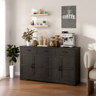 HOMCOM - Buffet 55,1 po L avec rangement - noir-Étagères réglables sur trois niveaux pour une organisation flexible 