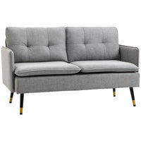 HOMCOM - Canapé loveseat 55 po avec dossier capitonné à boutons - gris-Le design deux places est excellent pour les espaces restreints tout en étant suffisamment spacieux pour s'y blottir et lire 