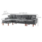 HOMCOM - Canapé sectionnel modulable avec chaise longue - gris foncé-Le coussin d'assise avec un ensemble de ressorts et de la mousse haute densité à l'intérieur offre un confort d'assise optimal 