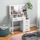 HOMCOM - Coiffeuse avec miroir à led éclairé - 39,4 po L x 15,7 po l x 54,3 po H - blanc-Grand miroir avec dix ampoules LED pour améliorer l'application du maquillage 