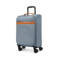 Bugatti - Valise de cabine à coque souple  20po de la collection Cannes - Bleu-Fabriqué en en polyestert léger et résistant avec garniture en cuir