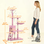 PawHut - Arbre à chat 53 po avec condo, grand centre d’activités pour chaton - rose-Poteaux à griffer en sisal favorisant l'instinct naturel de griffade de votre chat 