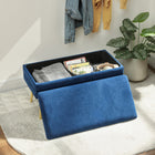 HOMCOM - Banc de rangement rembourré pour bout de lit - bleu foncé-Le rangement sous l’assise permet de garder vos objets bien rangés 