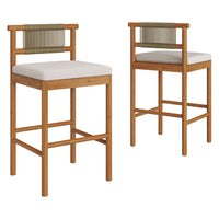 Modway - Eleni Terrasse extérieure Bois de teck Tabourets de bar Ensemble de 2 - Voile-Cadre en bois de teck