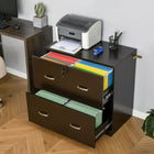 Vinsetto - Armoire de classement latérale à 2 tiroirs avec serrure - espresso-Design simple, adapté au bureau à domicile et au bureau d’étude 