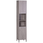 Kleankin - Armoire de rangement de salle de bain haute autoportante avec effet bois - effet bois-Fabriqué en panneau MDF, ce meuble de salle de bain est durable pour une utilisation longue durée   