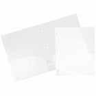 JAM Paper - Dossier scolaire robuste à 3 trous et 2 pochettes - transparent - Paquet de 6-Dossiers perforateurs en plastique durable à 3 trous | Couleur: Clair