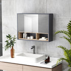 HOMCOM - Armoire à pharmacie murale de salle de bain avec miroir - gris-Conception murale pour économiser de l’espace au sol 