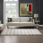 Modway - Solvea Treillis marocain Tapis 5 pi l x 8 pi L Shag Area - Ivoire et Gris-Dessous du tissu de jute adhéré