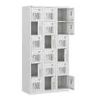 Ceha - Casier NH Series 6 niveaux, aérations avant, acier de qualité commerciale, expédition rapide, batterie de 3 - Poignée encastrée, gris clair-Porte-étiquette sur la porte