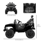Aosom - camion jouet tout-terrain 12v pour enfants - noir-Phares fonctionnels, volant et klaxon 