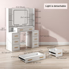 HOMCOM - Coiffeuse avec miroir et lumières - 43,3 po L x 15,7 po l x 55,1 po H - blanc-Plateau spacieux avec sept tiroirs et huit étagères ouvertes pour organiser efficacement les cosmétiques 