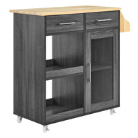 Modway - Culinary Chariot de cuisine avec support à épices, Charbon naturel-Chariot de cuisine moderne