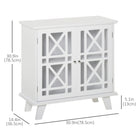 HOMCOM - Armoire de rangement 31 po L avec portes ajourées et étagère - blanc-Sert de buffet, meuble de rangement et meuble TV, idéal pour une entrée, une salle à manger ou une cuisine 