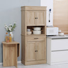 HOMCOM - Armoire de cuisine moderne autoportante 72 po H avec portes, étagères réglables et espace pour micro-ondes - chêne-Le grand compartiment ouvert est idéal pour placer un four à micro-ondes ou un four grille-pain 
