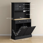 HOMCOM - Armoire de cuisine avec station de recharge - noir-Convient aux petits espaces de la maison 