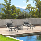 Manhattan Comfort - Ensemble de conversation de patio moderne Ashland 3 pièces - Gris - Ensemble de 5-Coussins amovibles avec fermeture éclair pour un nettoyage et un entretien faciles
