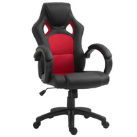 HOMCOM - Chaise de bureau style voiture de course - rouge-Design confortable avec cuir PU doux et assise rembourrée pour un confort accru
