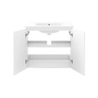 Modway - Bryn Fixation murale de 30" Vanette de salle de bain - Blanc blanc-Trous de robinet centraux 8"