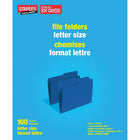 Staples - Chemises de classement colorées, onglet mi-largeur, format lettre, bleu marine, paquet de 100-Onglets mi-largeur préimprimés avec espace ligné pour écrire le numéro et le nom du dossier