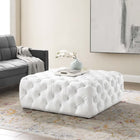 Modway - Amour Gros carré à boutons touffés Imitation cuir Ottoman - Blanc-Rembourrage en faux cuir