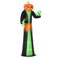 HOMCOM - Citrouille fantôme gonflable d'Halloween de 9ft avec LEDs intégrées décoration de fête - Noir-Conception amusante de fantôme de tête de citrouille de 9FT Halloween gonflable 