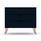 Manhattan Comfort - Ensemble de commodes de chambre à coucher Rockefeller style milieu du siècle moderne - Tatiana bleu minuit - ensemble de 3-Assemblage à domicile requis Tout le matériel inclus