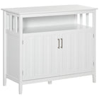 HOMCOM - Buffet 41,75 po L armoire de rangement - blanc-Comprend une étagère ouverte, 2 armoires, vous offrant beaucoup d'espace pour ranger des assiettes, des boîtes et d'autres accessoires du quotidien 