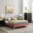 Modway - Sutton Performance Velvet Cadre de lit King, Rose poussiéreuse-Assemblée requise