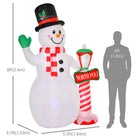 HOMCOM - Bonhomme de neige gonflable de Noël Airblown éclairé décoration intérieur extérieur - Blanc-Gonflez automatiquement après la mise sous tension pour une configuration facile 