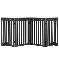 PawHut - Barrière pour animaux extra large autoportante 80 po avec pieds de support - noir-Le cadre en panneau MDF est robuste et adapté aux animaux de compagnie 