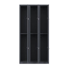 Ceha - Casier NH Series batterie de 3, 2 niveaux avec aérations avant à trous, gris graphite-Idéal pour les gymnases, les écoles, les environnements industriels et les vestiaires du personnel