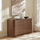 Modway - Mirae 6 tiroirs Commode incurvée, Chêne brun brossé-Stratifié à grain de bois