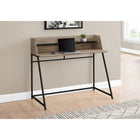 Monarch Specialties - 7546 Bureau 48 po L - Taupe Fonce/Metal Noir-La base en métal robuste au fini noir offre de la stabilité et comporte des pieds en forme de trapèze pour un look élégant et contemporain