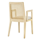 Modway - Monarch Bois et rotin Fauteuil à manger - Ivoire blanc ancien tissé naturel à bruyère-7