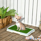 PawHut - Tapis de gazon artificiel pour l’apprentissage de la propreté des chiens-Avec un design à trois couches, comprenant un tapis de gazon artificiel, un panneau en grille et un plateau 