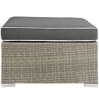 Modway - Repose Terrasse extérieure Tissu rembourré Ottoman in Charbon gris clair-Rotin synthétique PE beige/gris