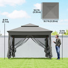 Outsunny - Tente gazébo pliante 11 pi l x 11 pi L à toit souple à 2 niveaux avec moustiquaire - Gris foncé-Moustiquaire sur le toit à deux niveaux et sur tous les côtés pour bloquer les nuisibles