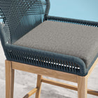 Modway - Wellspring Terrasse extérieure Bois de teck Tabouret de bar - Graphite bleu-Siège en aluminium avec détail de corde